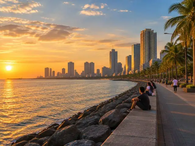 Manila Bay promenade at sunset